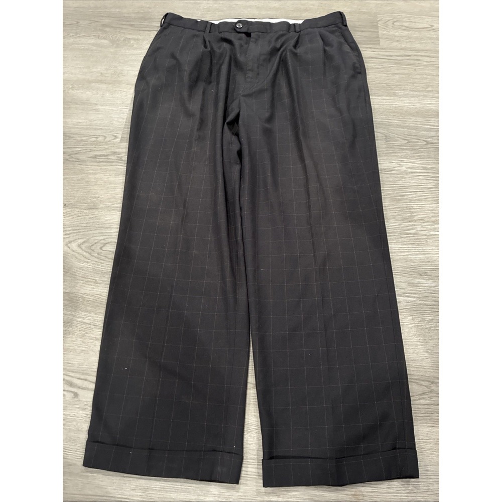 Brown Plaid Braggi Louis Raphael Pleated Chino Career / Dress Pants | Sz 40x30